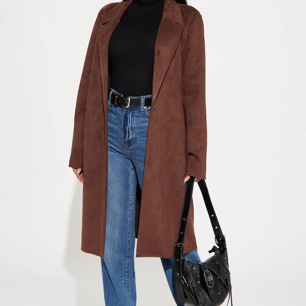 Brown Suede Trench Coat